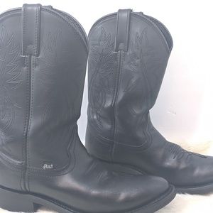 Justin Men's black Western Cowboy Boots sz 9D